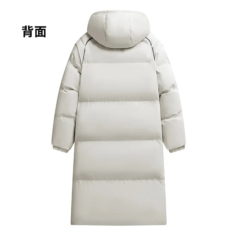 2025 Men's High-Quality Mid-Length Jacket Coat, Winter Thick and Warm Overcoat, Pure Color Youth Cotton Coat Jacket,Outdoor Coat
