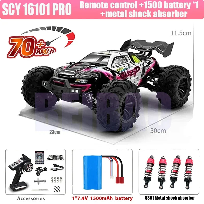 SCY 1:16 70KM/H OR 50KM/H 4WD RC Cars with LED Remote Control Cars High Speed Drift Monster Truck for Kids VS WLtoys 144001 Toys