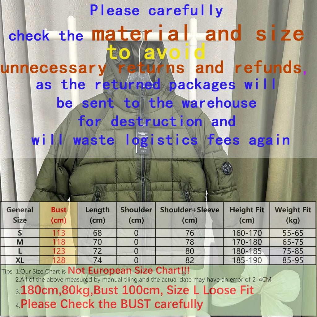 2025 Italian CC Glass Black Button Brand Style Men Winter Coat 3 Labels Logo  Jackets Men's Lightweight Thermal Coat Hooded Coat