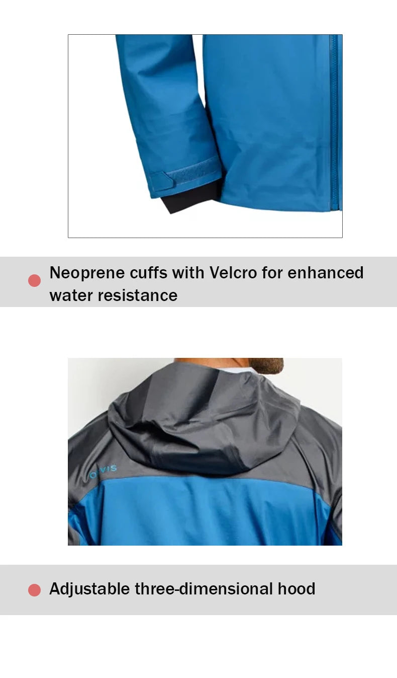 Men's Ultralight 3L Wading Jacket Waterproof Breathable for Hunting Camping Fishing - Lightweight Outdoor Rain Outwear