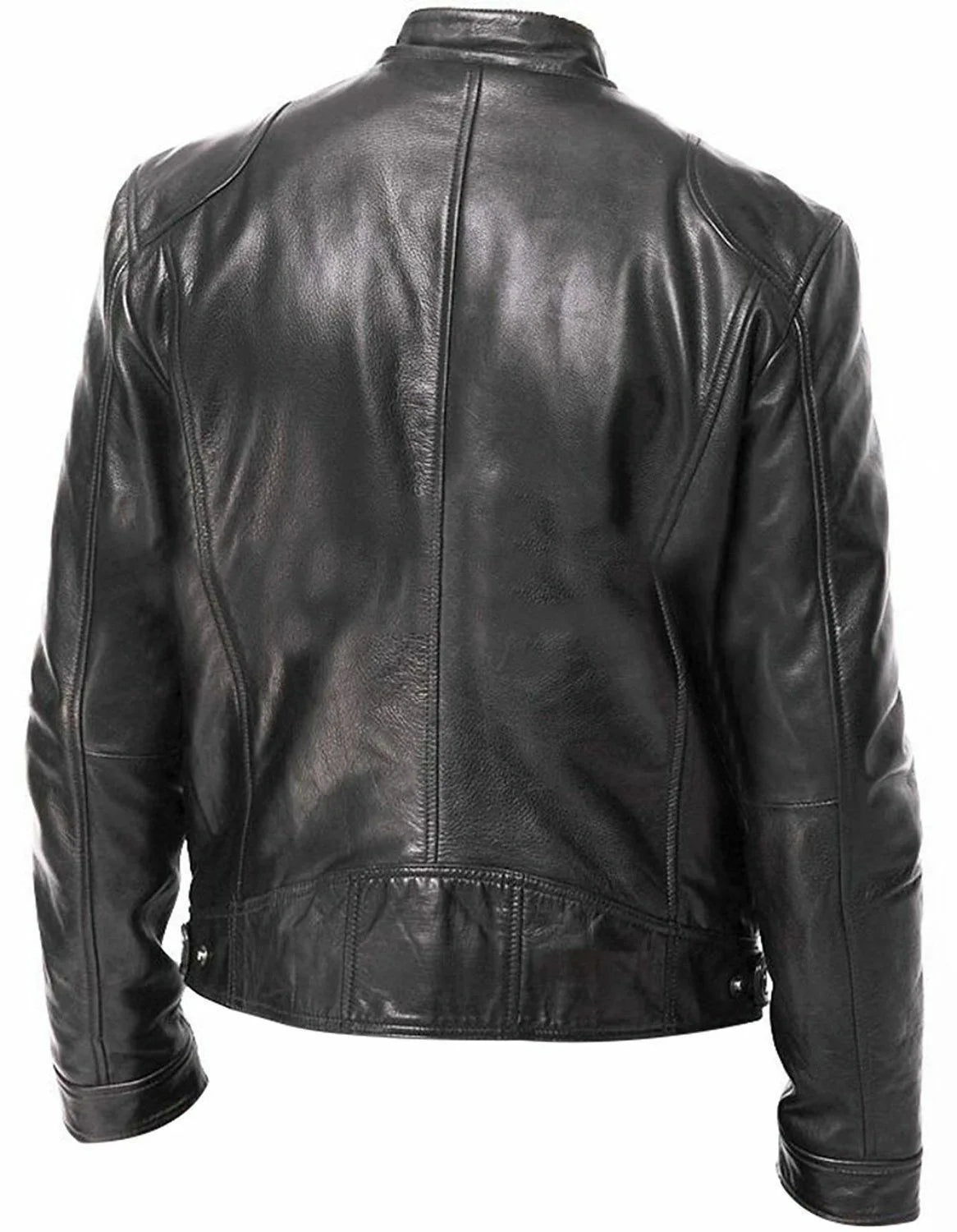 2024 Fashion Mens Leather Jacket Slim Fit Stand Collar PU Jacket Male Anti-wind Motorcycle Lapel Diagonal Zipper Jackets Spring