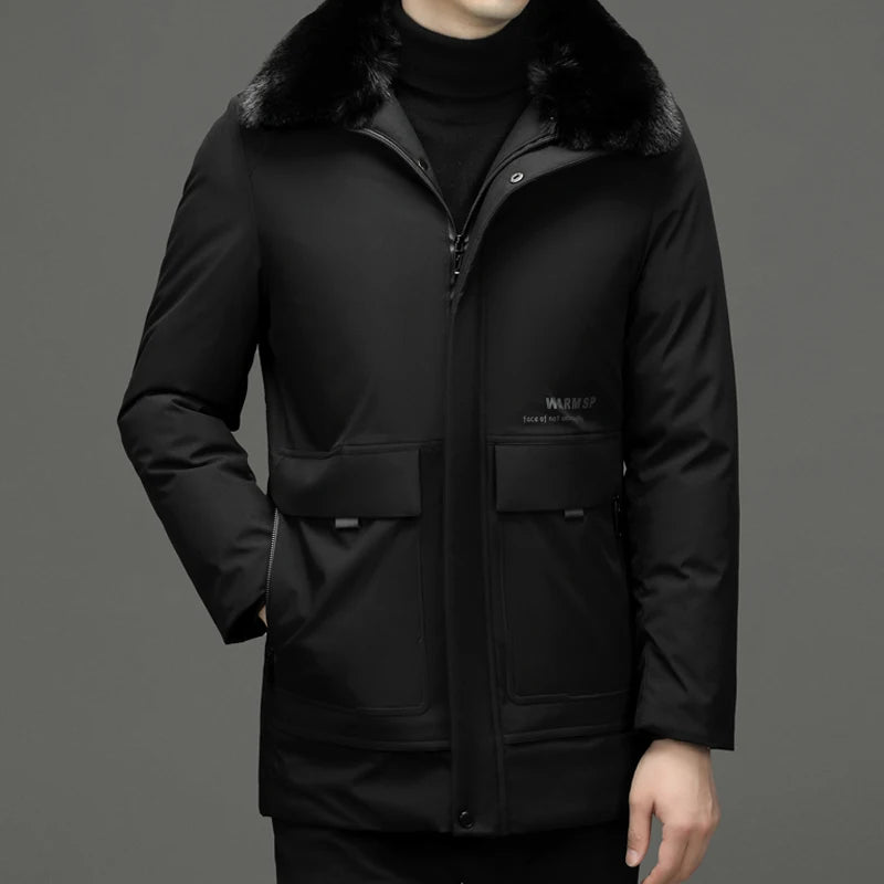 Top Grade Thick With Fur Hood Fashion Casual Designer Warm Parka Winter Coat Mens Newest Jacket Windbreaker Mens Clothes