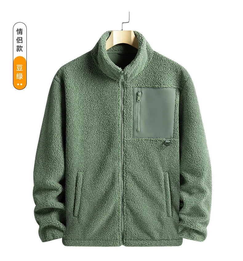 New Autumn Winter Sports Outdoor Stand Up Collar Casual Loose Couple Coat Men'S Thick Fashion Versatile Warm Polar Fleece Jacket