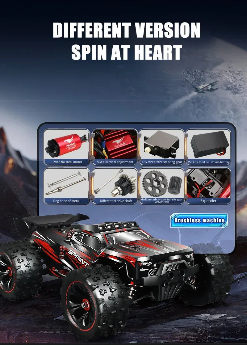 1:16 85KM/H Or 50KM/H 4WD RC Car With LED Remote Control Cars High Speed Drift Monster 4x4 Truck for Kids vs Wltoys 124017 Toys