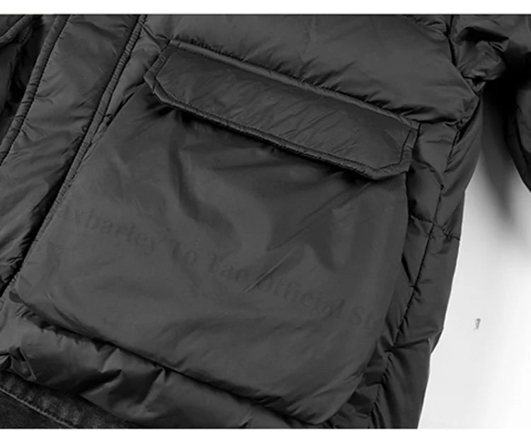 COMXZ Luxury Down Jacket Stand Collar Fake Two-Piece Cold Protection Coat Hiking Travel Winter Wear Lightweight Puffer Jacket