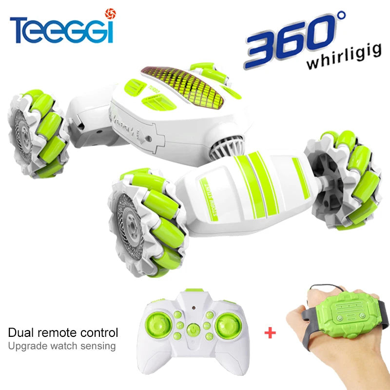 Teeggi S922 2.4G RC Stunt Car 4WD Double Remote Control 360° Degree Rotation RC Off Road Climbing Kids Rc Drift Car Toy for Gift