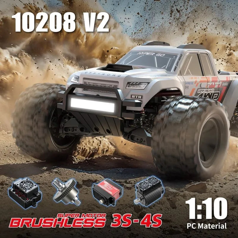 MJX 10208 Upgraded V2 Monster Super Large 4WD Brushless 1/10 High Speed RC Professional Bigfoot Off road Remote Control Vehicle