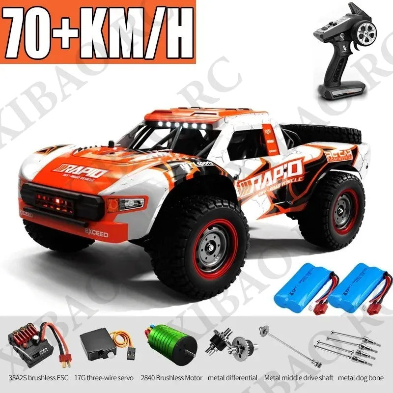 Rc Car Off Road 4x4 High Speed 70KM/H Remote Control Car with LED Headlight Brushless 4WD 1/16 Monster Truck Toys for Boys Gift