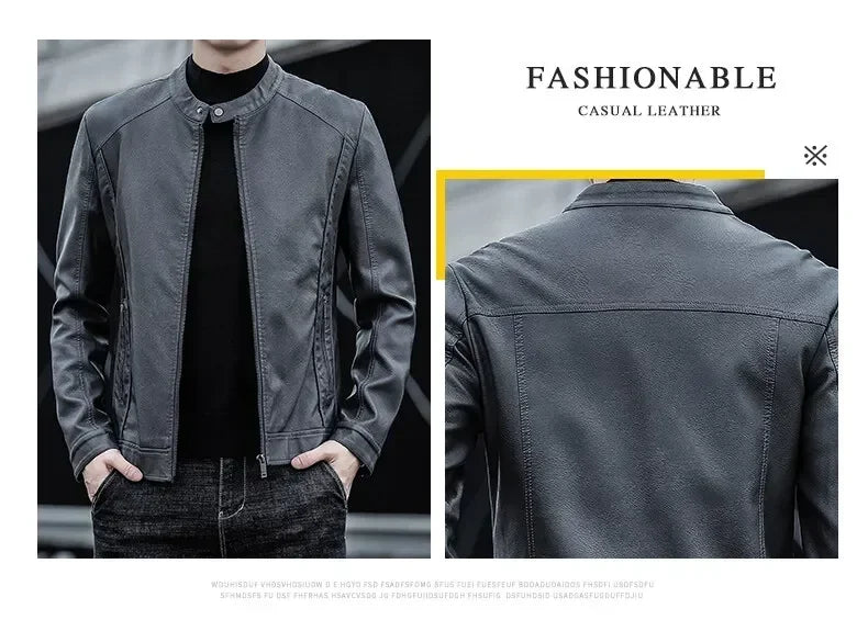 New Men's Motorcycle Leather Jacket Slim Men Leather Jacket Outer Wear Clothing For Male PU Leather Jackets Thin Business Jacket