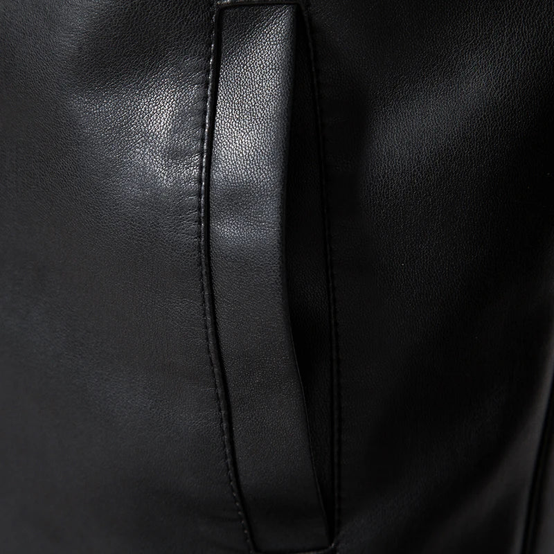 2024 Leather Men's New Trend Fashion Spring And Autumn Stand Collar Comfortable Slim Leather Jacket Handsome Youth Coat