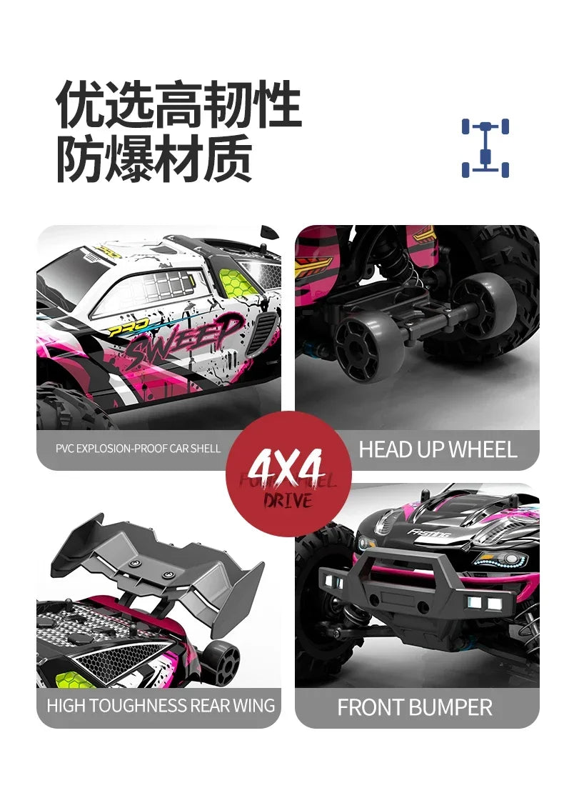 1:16 75KM/H or 50KM/H 4WD RC Car with LED Remote Control Cars High Speed Drift Monster Truck for Kids Vs Wltoys 144001 Toys