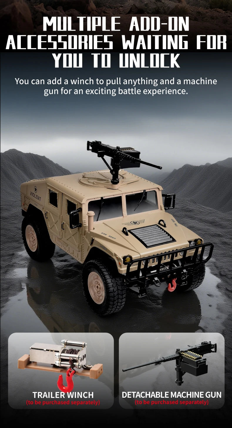 C8835 Remote Control Car 1:16 2.4G 4WD Military Truck Off-Road Rc Vehicle Climbing Toy For Kids Adults Gift Summer Outdoor Hobby