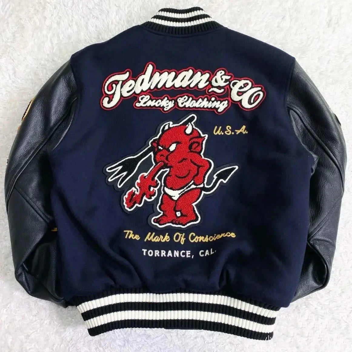 American vintage niche versatile baseball men and women autumn and winter retro contrast couple splicing jacket