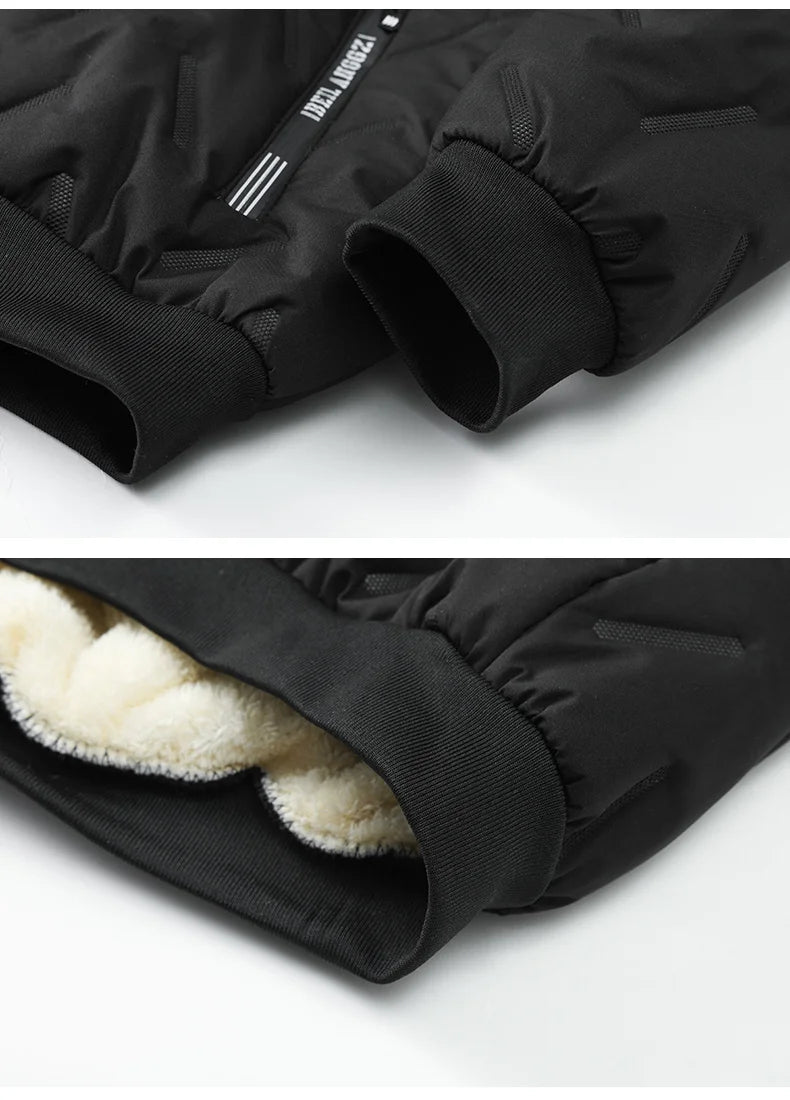 Men's Fleece Cotton Jacket Windproof Waterproof Stand Collar Coat Faionable Urban Sle Long Sve Coat Jacket