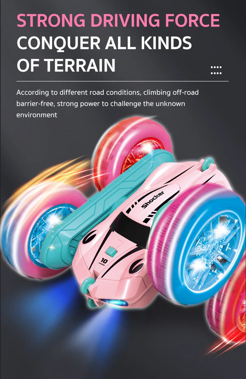2.4G Remote Control Car  Double Sided Flip Endurance  360 Degree Rotation 4-Wheel Drive Mini Electric Car Toys For Children