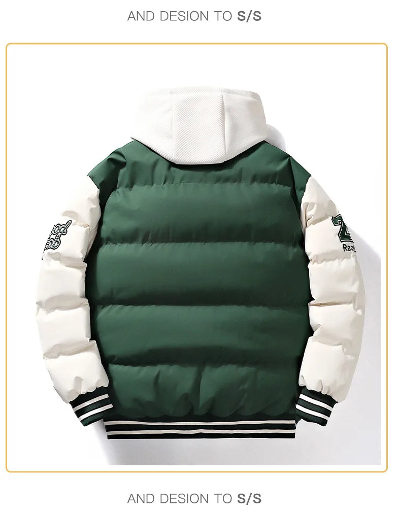 Supzoom New Arrival Casual Embroidery Mens Winter Trendy Fake Two-piece Hooded Bread Suit Couple Cotton-padded Jackets And Coats