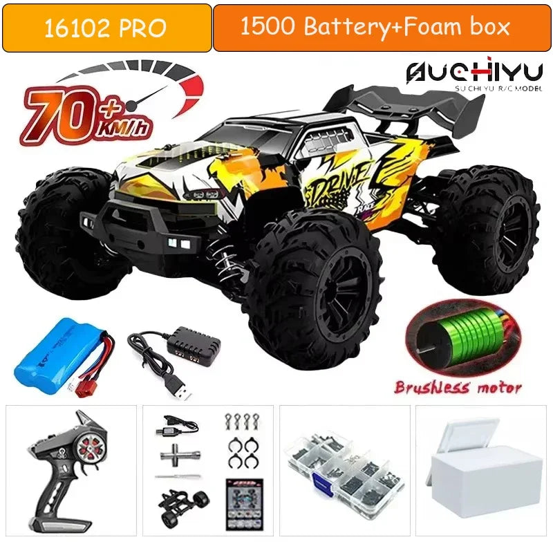 1:16 75KM/H or 50KM/H 4WD RC Car with LED Remote Control Cars High Speed Drift Monster Truck for Kids Vs Wltoys 144001 Toys