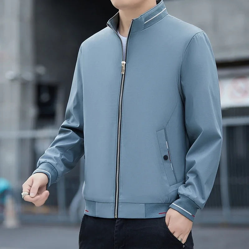 New Autumn Winter Men's Casual Sports Jacket Fashionable Trend Windproof Portable Pocket Stand Up Collar Fashionable Coat