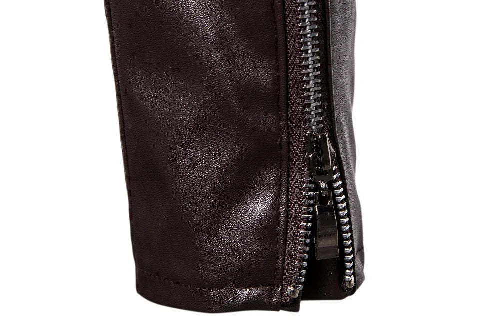 Mens Leather Jackets New White Black Casual Lapel Slim Fit Diagonal Zipper Motorcycle Pu Leather Jacket Coat Mens Jackets
