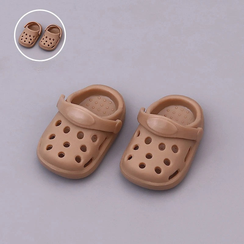 Kawaii Macaron Colored Perforated Shoes For 17cm Labubu V1 V2 V3 With Adjustable Hole Shoes For Ladbubu Dolls Accessories