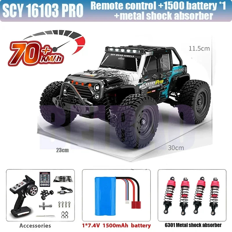 SCY 1:16 70KM/H OR 50KM/H 4WD RC Cars with LED Remote Control Cars High Speed Drift Monster Truck for Kids VS WLtoys 144001 Toys