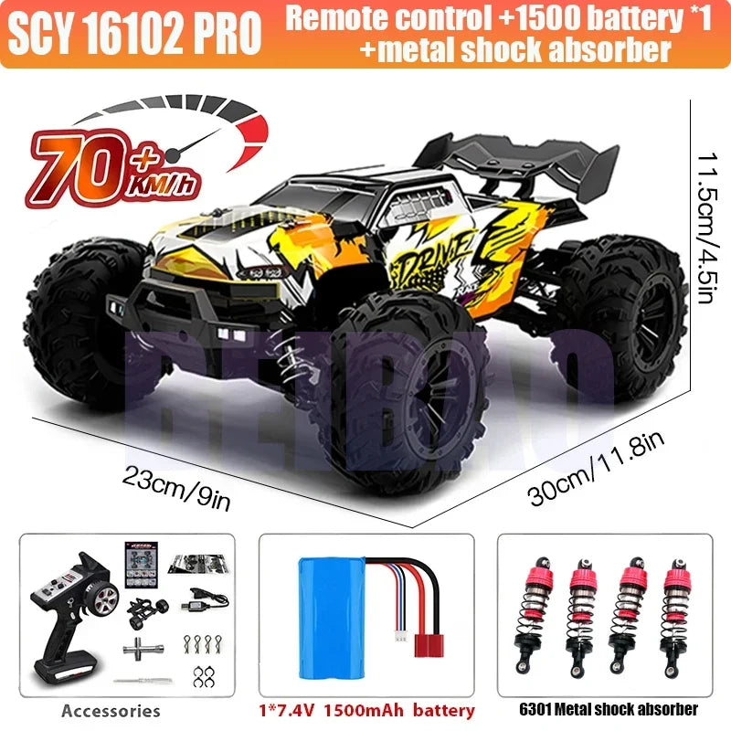 SCY 1:16 70KM/H OR 50KM/H 4WD RC Cars with LED Remote Control Cars High Speed Drift Monster Truck for Kids VS WLtoys 144001 Toys