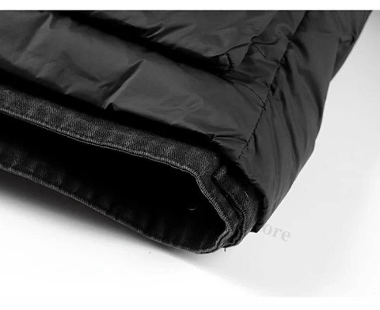 COMXZ Luxury Down Jacket Stand Collar Fake Two-Piece Cold Protection Coat Hiking Travel Winter Wear Lightweight Puffer Jacket