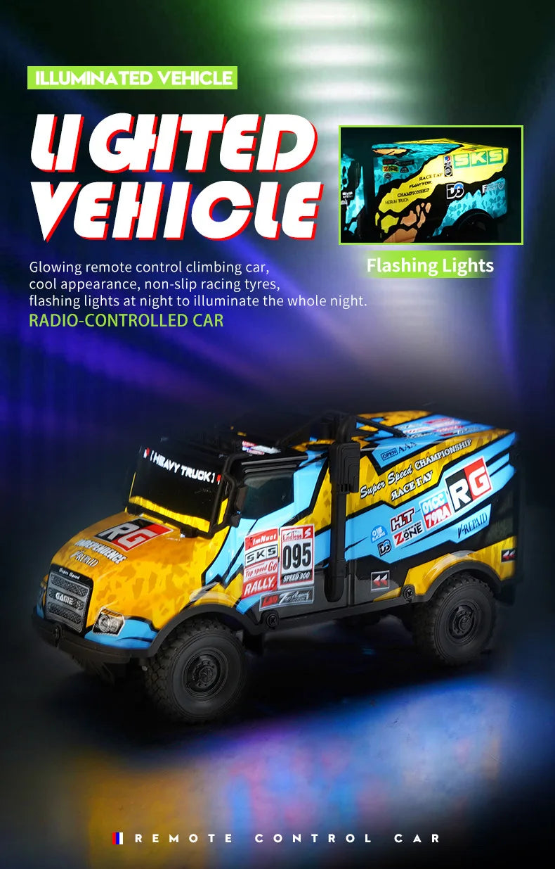 Remote Control Heavy Duty Race Trucks Rally Inspired Climbing Off-Road Vehicle With Lights Electric Models Kids Birthday Gifts