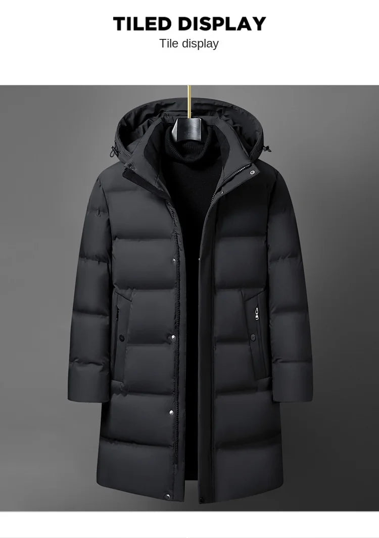 Canada Fashion Winter Jacket for Men Down Coat Parka Men's White Goose Down Jacket Collar Hooded Warm Thick Long Padding M-4XL