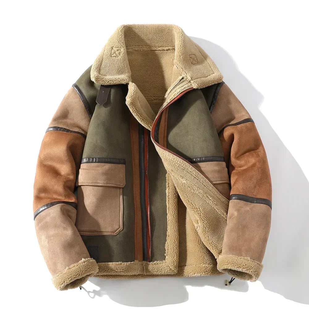 2024 Autumn Winter Men's Leather Jacket High-end Brand Plus Velvet Thickening Street Fashion Large Size Khaki Man PU Coats 5XL