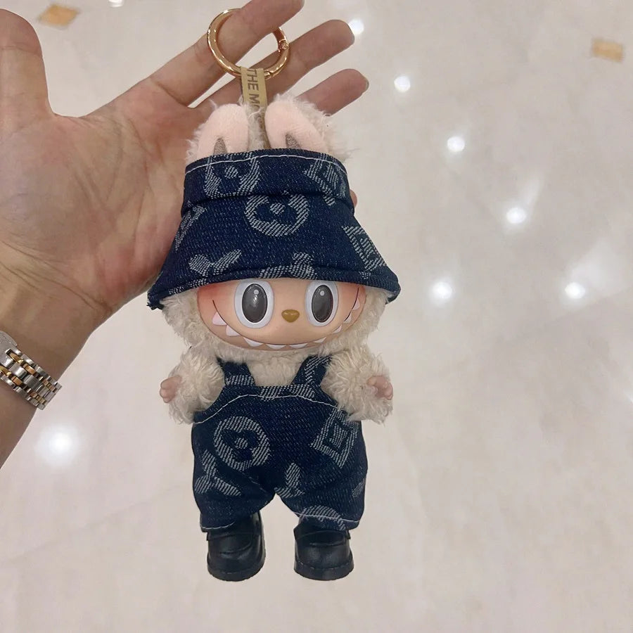 For 15/17cm Labubu Mini Doll Luxury Bow Dress original Hat Pants Clothes Set Labubu Dolls Clothing designer DIY Toys Accessorie