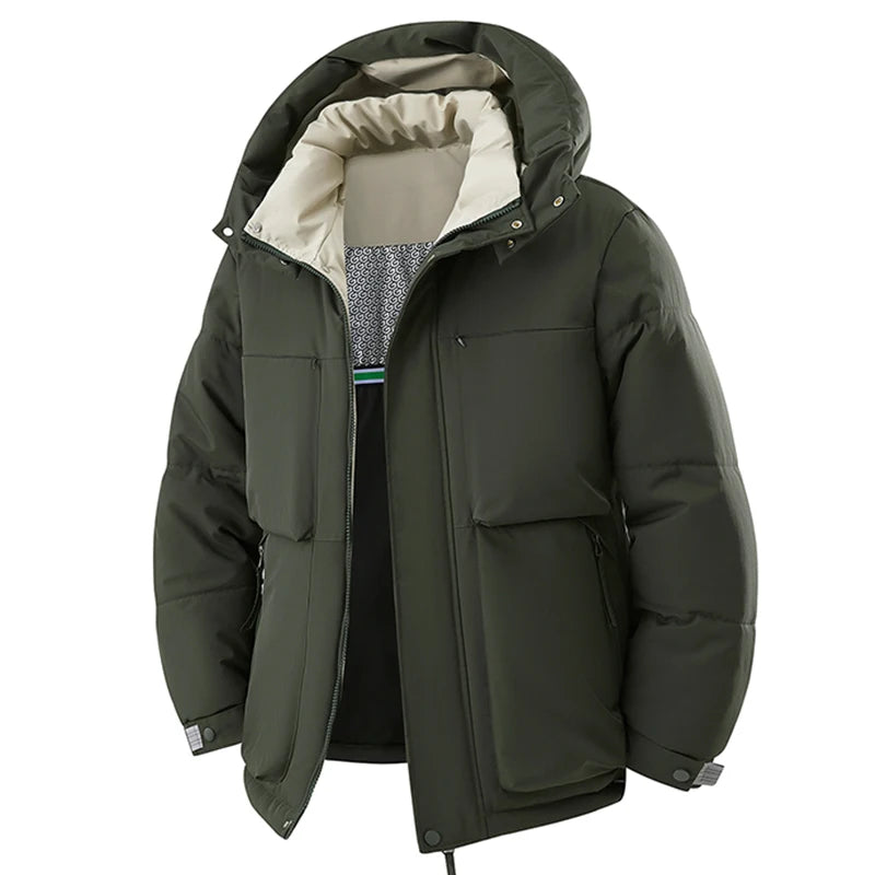 Winter Man Windproof Casual Puffer Jacket Men Thicken Outdoor Detachable Hat Jacket Man Multi Pocket Loose Parka Windbreaker 8XL