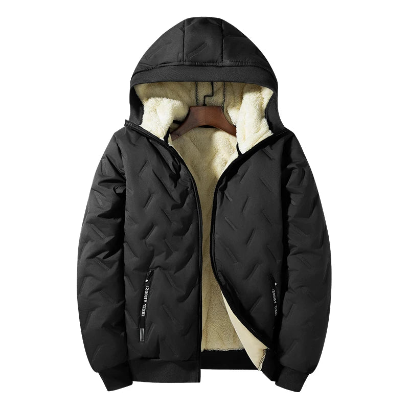 Men's Fleece Cotton Jacket Windproof Waterproof Stand Collar Coat Faionable Urban Sle Long Sve Coat Jacket