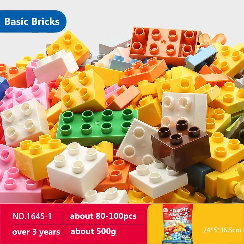 500g/bag DIY Big Size Creative Building Blocks Set Colorful Classic Basic Compatible With Duplo Kid Educational Toy For Children