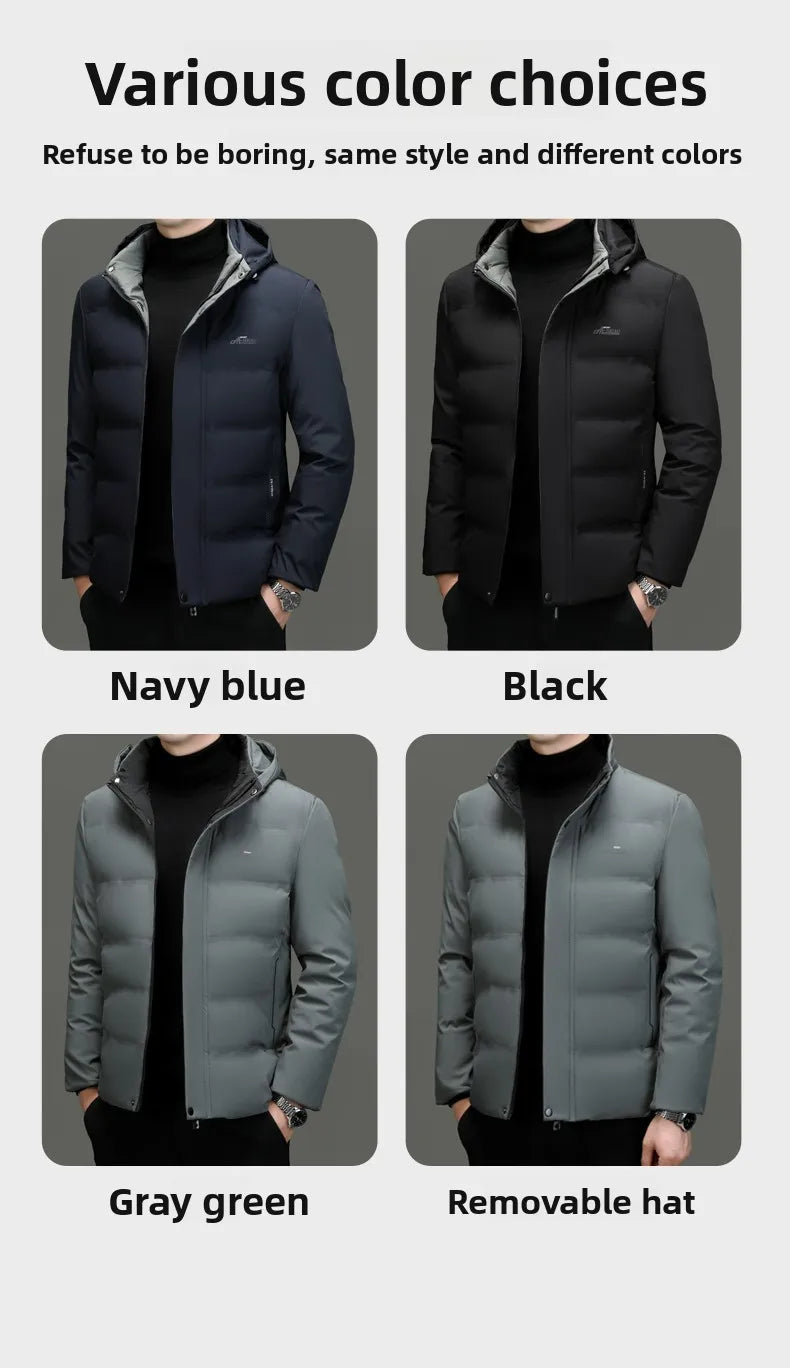 Top Grade Thicken Fashion Hooded Winter Warm Outerwear Designer Business Parka Coat Mens Newest Jacket Windbreaker