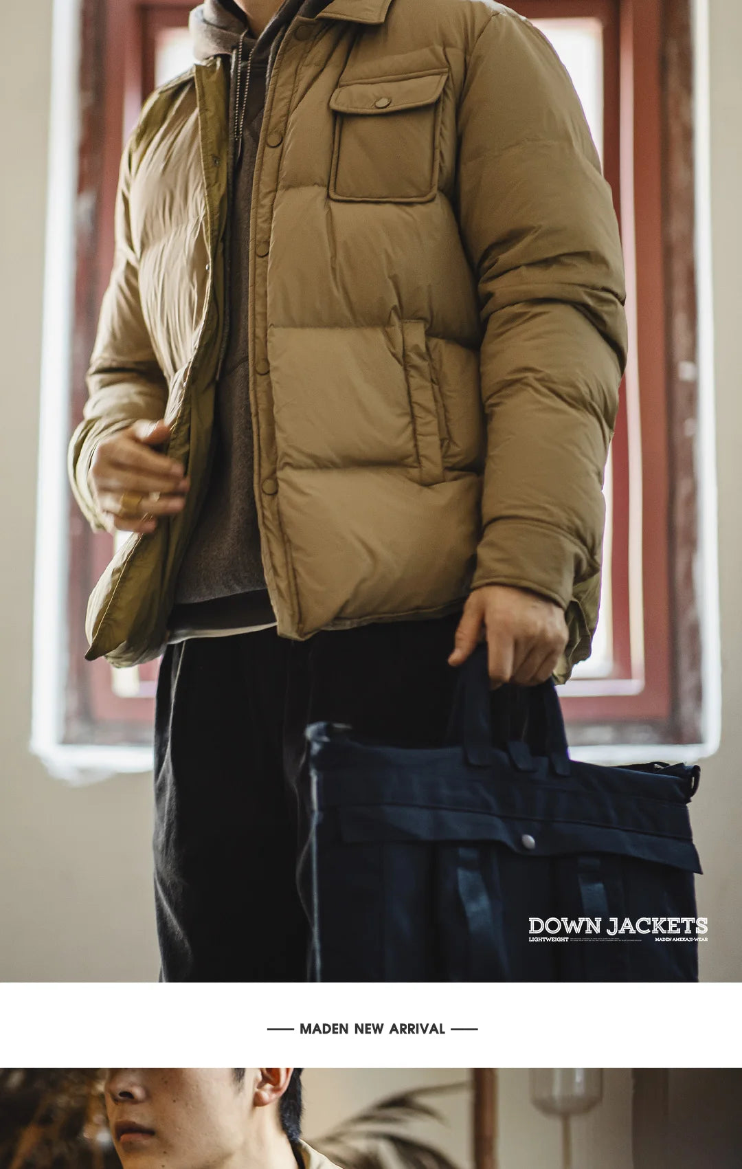 Maden Casual 90% White Duck Down Jacket Lightweight Warm Cold-resistant Single-breasted Lapel Puffer Jacket Men Winter Outerwear