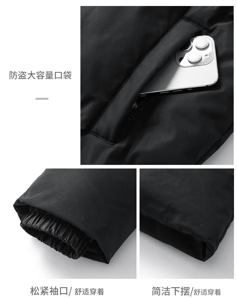 2025 Men's High-Quality Mid-Length Jacket Coat, Winter Thick and Warm Overcoat, Pure Color Youth Cotton Coat Jacket,Outdoor Coat