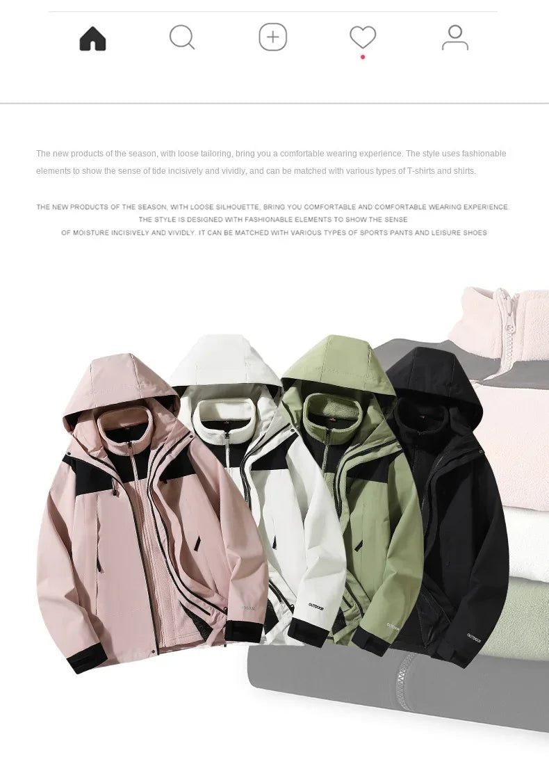 Autumn Winter New High Quality Outdoor Sports Fitness Running Travel Mountaineering Couple Windproof Waterproof Warm Jacket