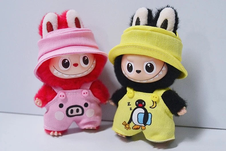 Overalls Clothes for Labubu V4 Clothing for Labubu 4.0 The Monsters Pin for Love Series Doll Outfit Fisherman Hat Parts