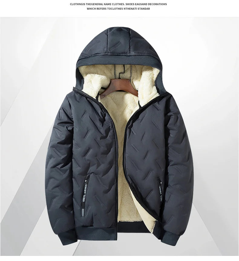 Men's Fleece Cotton Jacket Windproof Waterproof Stand Collar Coat Faionable Urban Sle Long Sve Coat Jacket