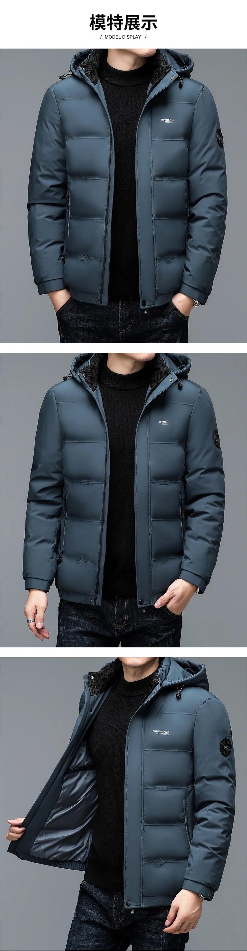 Men's Quilted Winter Windbreaker Parka Jacket with Thickened Lining – Hooded Standing Collar Coat for Middle-Aged Warmth