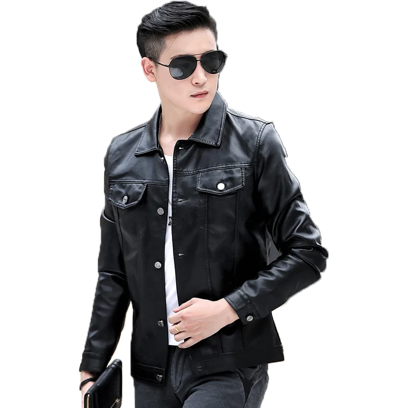 brand New leather jacket for men's leather jacket casual jacket Korean trend slim fit handsome youth Leather Coat mens plus size