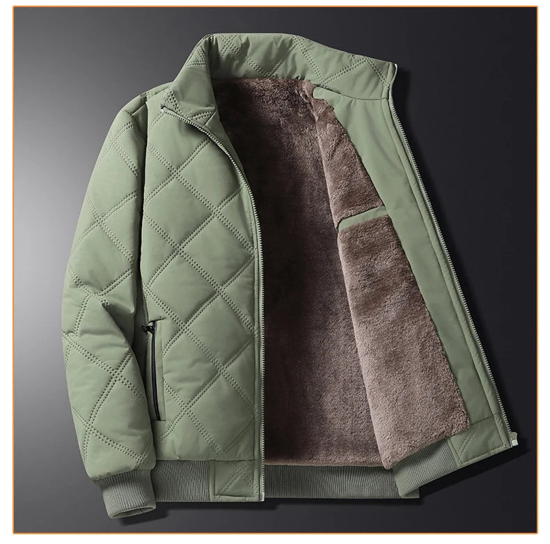 Fleece Jacket for Men 2025 Thick Stand Collar Solid Winter Jacket Men Windproof Warm Business Casual Men Coats High Quality