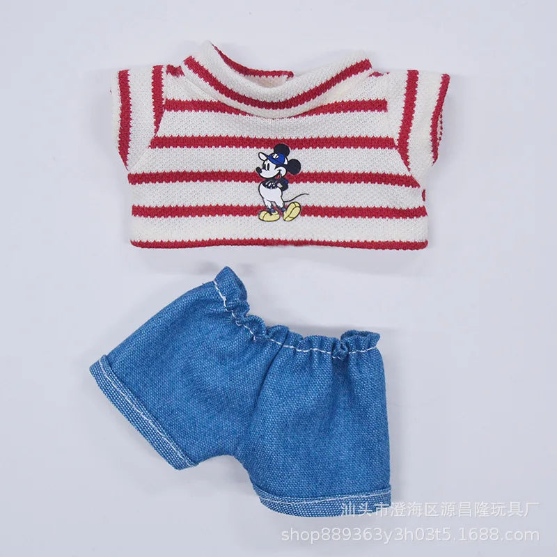 labubu clothes Summer Striped T-shirt Refreshing Set, Top and Shorts Change set, Daily outfits ,labubu accessories(No dolls)