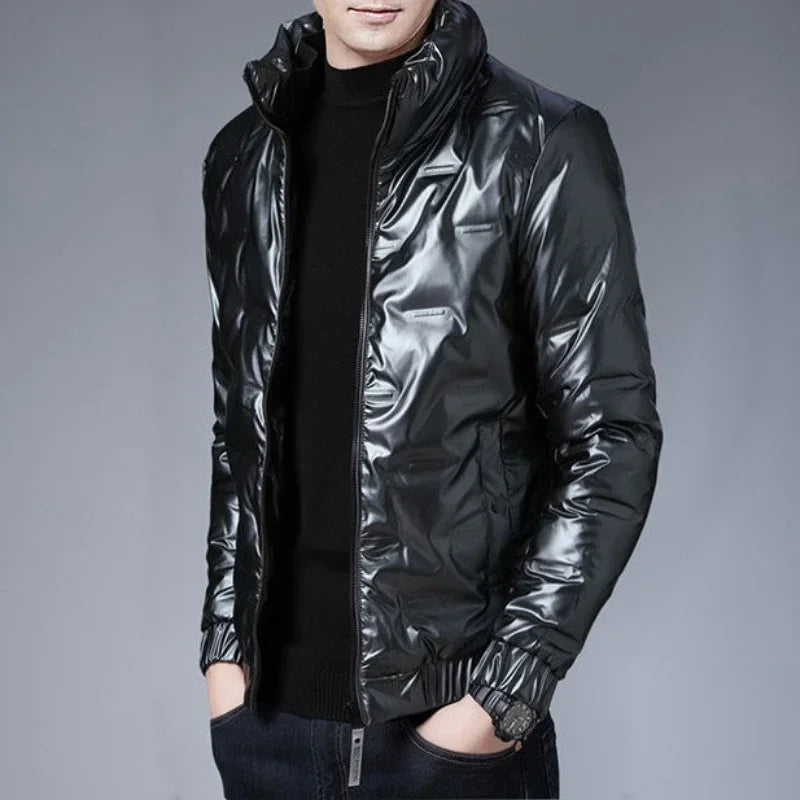 Man Padded Coat Glossy Parkas Lightweight Puffer Down Jackets For Men Short Padding Winter Korean Style Warm Clothes Models Hot
