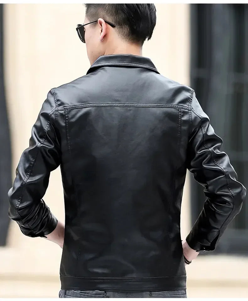 brand New leather jacket for men's leather jacket casual jacket Korean trend slim fit handsome youth Leather Coat mens plus size