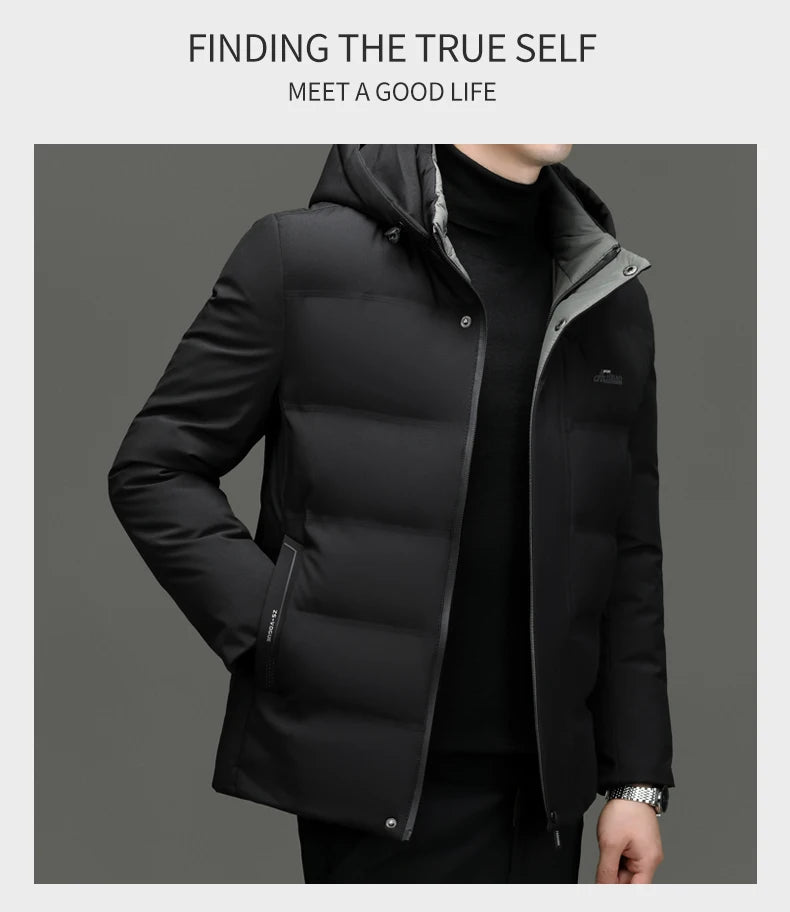 Top Grade Thicken Fashion Hooded Winter Warm Outerwear Designer Business Parka Coat Mens Newest Jacket Windbreaker