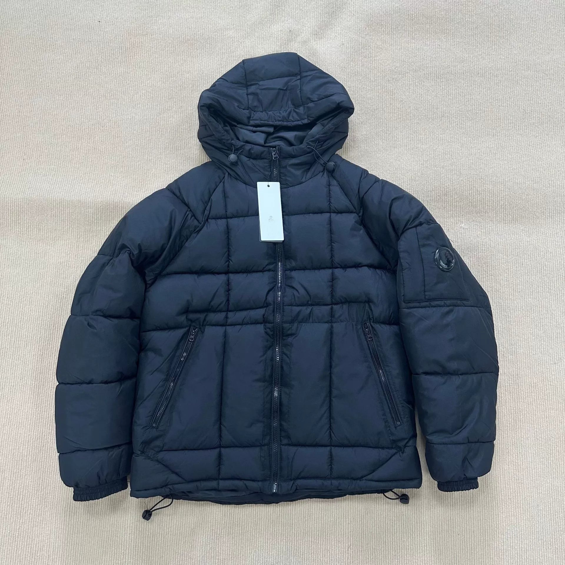 2025 Italian CC Glass Black Button Brand Style Men Winter Coat 3 Labels Logo  Jackets Men's Lightweight Thermal Coat Hooded Coat