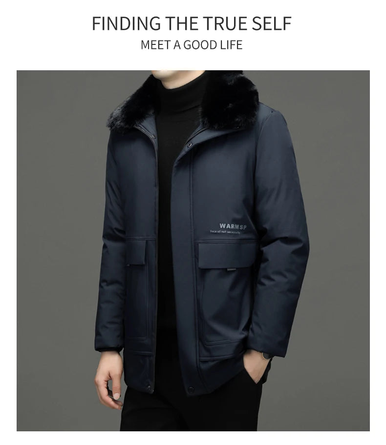 Top Grade Thick With Fur Hood Fashion Casual Designer Warm Parka Winter Coat Mens Newest Jacket Windbreaker Mens Clothes
