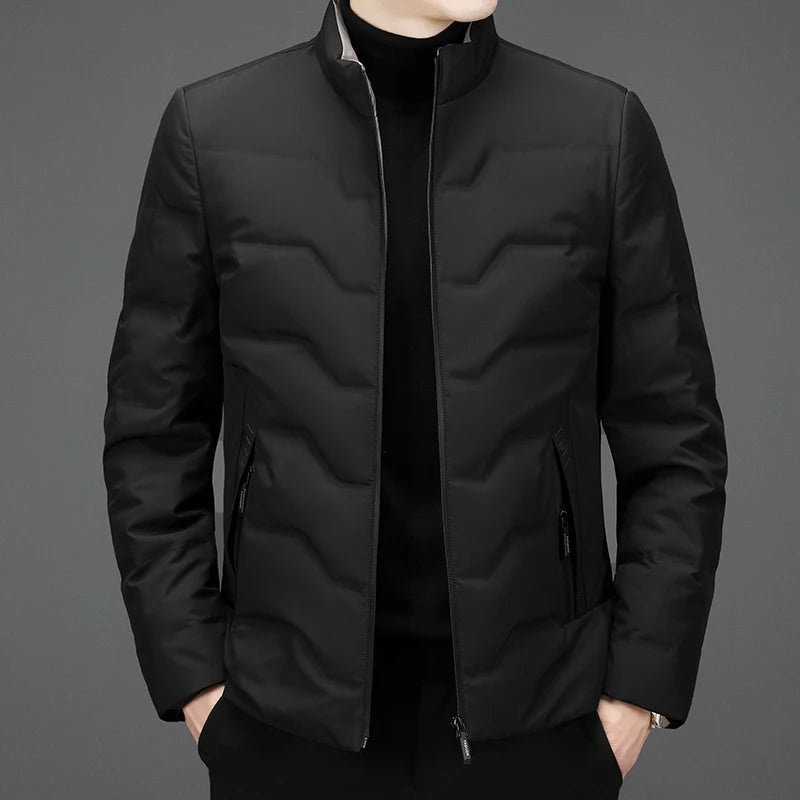COMXZ Mens Down Jacket 2025 New Classic Solid Color Outdoor Camping Windproof Parka Fashion Lightweight Warm Autumn Winter Coat